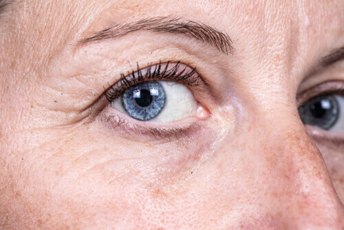 close up of mature woman's eyes