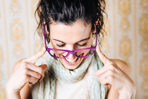 Stylish woman with designer eye glasses